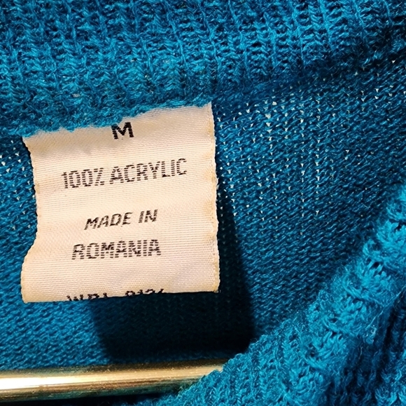 Andrew  St. JOHN vintage Teal 100% acrylic sweater size M - Picture 13 of 14